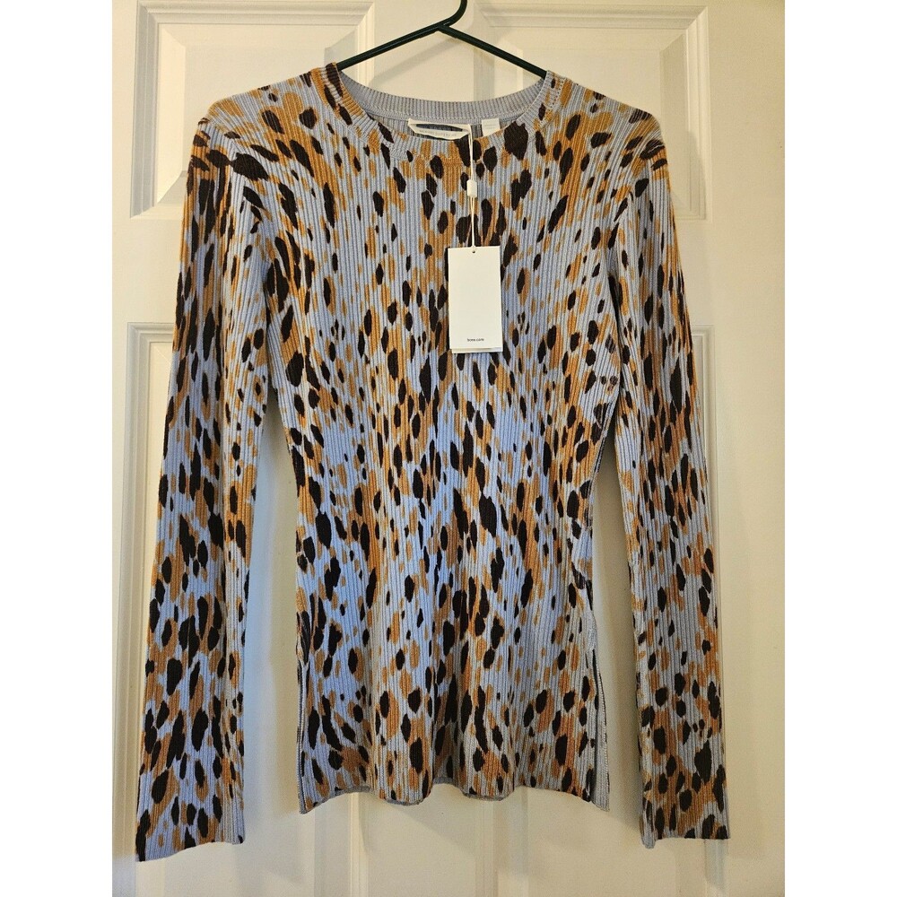 BOSS HUGO BOSS Sweater New w/ Tags Merino Superfine Wool So Soft Size XS Leopard